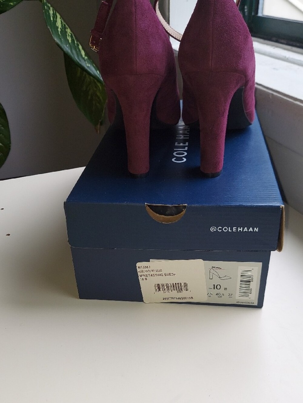 Cole Haan Wine Suede Ankle Strap Block Heel Rubber Sole Cushioned Insole Size 10 - Picture 13 of 15
